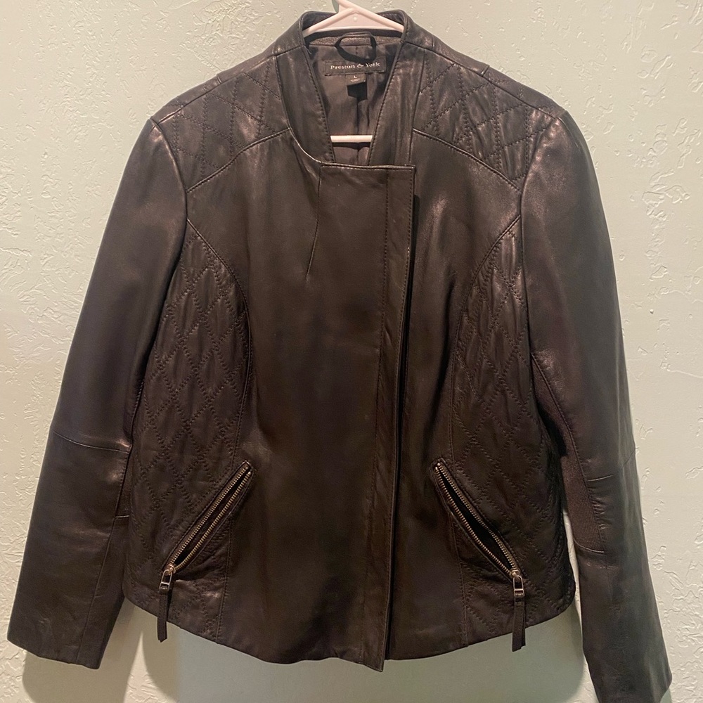 Preston & York black leather jacket - size large